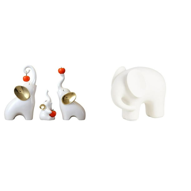 Esculturas de elefantes,Estatuas de elefantes,decoración del hogar,artesanías de cerámica,Figuras de elefantes familiares Adornos de escritorio,Figura de elefante,Estatua de elefante,figura