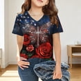 thumbnail image 2 of XAOFW Girl's T-Shirts Short Sleeve V Neck Graphic Printed Kids Casual 250Th Anniversary T Shirts Leisure Wear Loose Fit Tee Shirts Holiday Party Soft Comfortable Children Top, 2 of 4