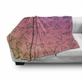 thumbnail image 3 of 1990s Soft Flannel Fleece Throw Blanket, Retro Angular Pattern Triangles on Ombre Effect Background Pinkish Tones, Cozy Plush for Indoor and Outdoor Use, 50" x 70", Black Lilac Coral, by Ambesonne, 3 of 6
