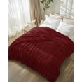 thumbnail image 3 of Flannel Fleece Throw Blanket Classic Solid Dark Red Lightweight Soft Plush Blankets,Vintage Monochrome Cozy Warm Throw Blanket for Couch Sofa Bed Car Office 40x50in, 3 of 9
