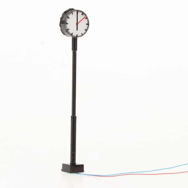 Evemodel HO Scale 1:87 Platform Clock Lamp – 3pc Set, Black Metal, Pre-built
