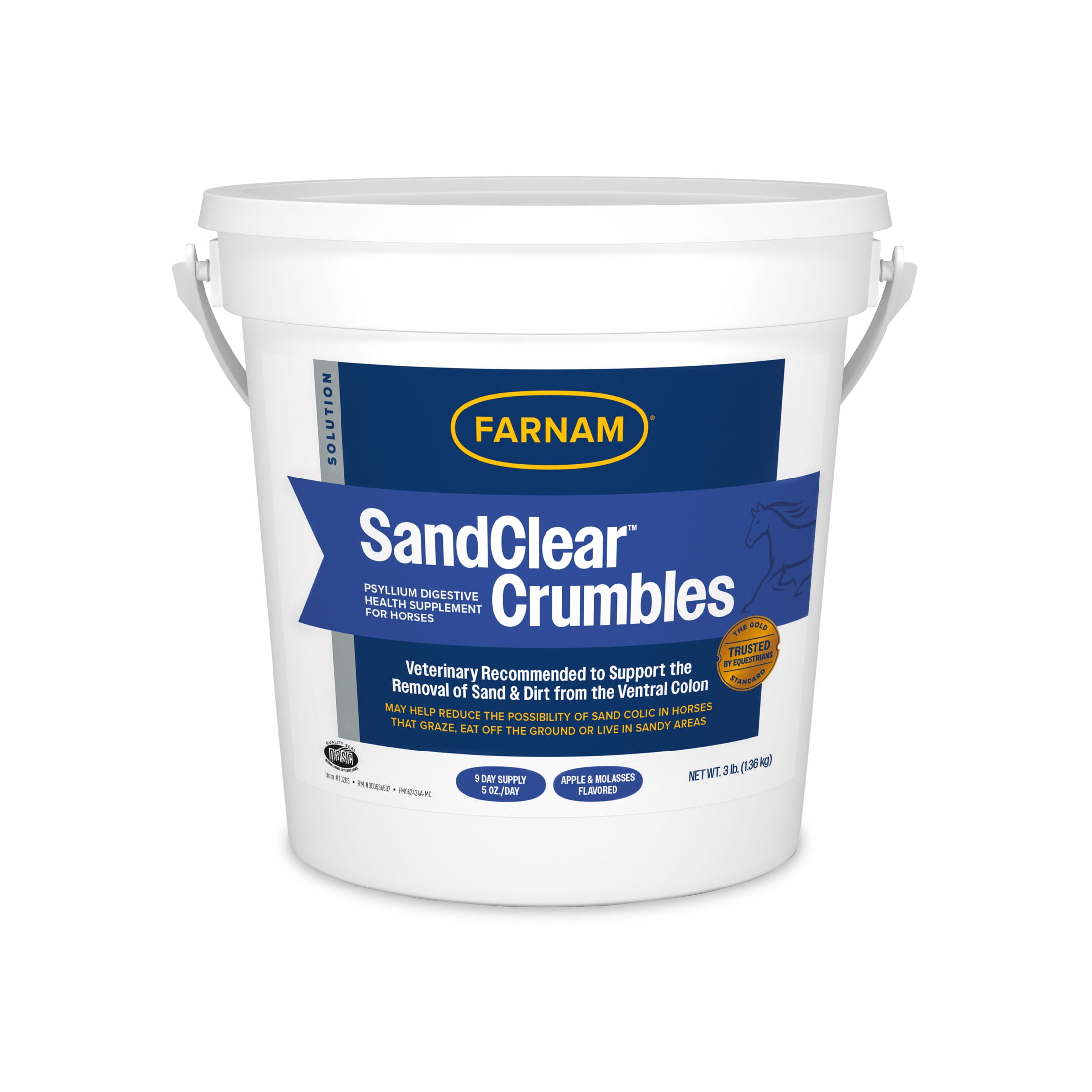 (3 pack) Farnam SandClear Natural Psyllium Crumbles 3 Pounds 9 Scoops