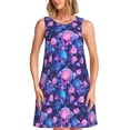 thumbnail image 1 of Balery Blue Skull Rose Vestidos de verano para mujer con estampado: vestido holgado sin mangas, vestido playero informal y cómodo para días calurosos., 1 of 7