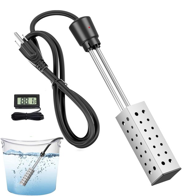 AISPAMA Immersion Water Heater for Bathtub, 5 Gallon Bucket Water Heater. Stainless Steel Sumbersible Water Heater Heat Water Fast in Bathtub, Bucket.Pool Heater for Inflatable Pool.
