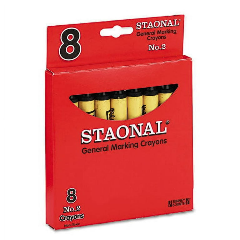 Staonal Marking Crayons, Black, 8/Box Staonal Marking Crayons, Black, 8/Box