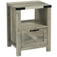 thumbnail image 1 of HOMCOM Farmhouse Side End Table with Storage Drawer, Open Shelf, 1 of 10