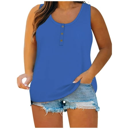 XWSHYW Plus Size Tops for Women Sleeveless Tank Tops Loose Tunic Tops Sexy Round-Neck Blouse Lace Casual Summer Corset Ladies Tops Clearance Sales Today Deals Prime XL-5XL
