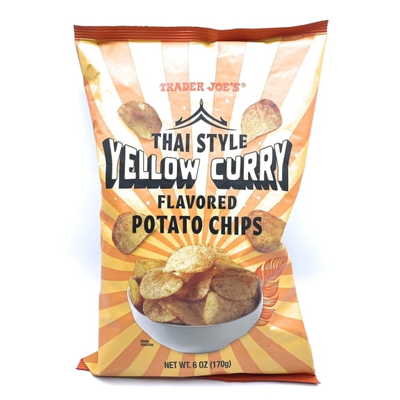 Thai Style Yellow Curry Flavored Potato Chips, Aromatic Crispy Snack, Trader Joe’s 6oz/170g, Pack of 1