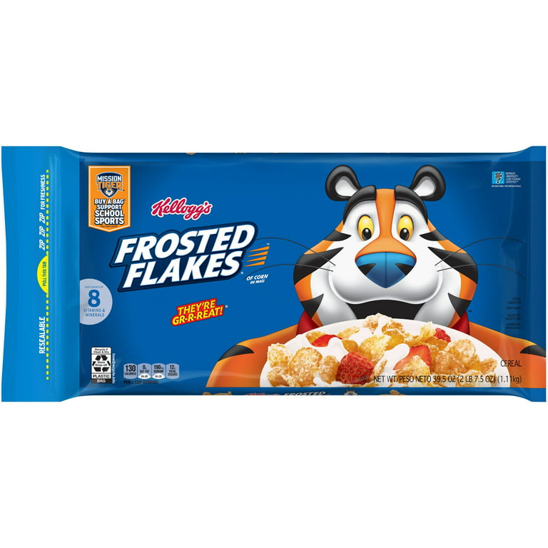 (3 pack) Kellogg's Frosted Flakes Original Cold Breakfast Cereal, 39.5 oz  Bag