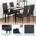 thumbnail image 4 of FDW Modern 5-Piece Dining Set – Black Glass Table, 4 Upholstered Faux Leather Chairs, Space-Saving Rectangular Kitchen & Dining Room, 4 of 7