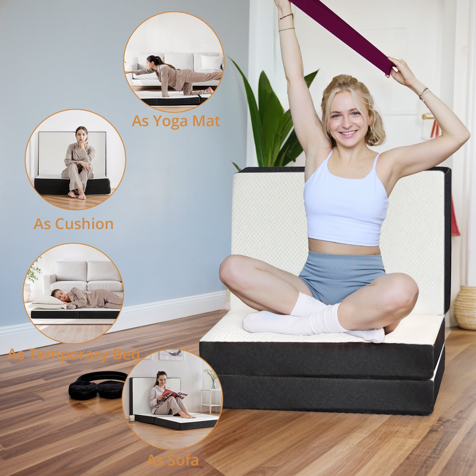 Simenmax Tri-Fold Memory Foam Mattress, 4 inch Single Folding Mattress