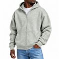 thumbnail image 2 of Hearthz Mens Hoodies Zip Up Light Gray Long Sleeve Drop Shoulder Sweatshirt Men Oversized Y2k Trendy Streetwear Zipper Mens Hoodie Sweatshirt, 2 of 6