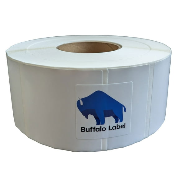 BuffaloLabel 3" x 3" x 1700 Labels - White Gloss BOPP Roll Inkjet Labels - 3" Core - Blank