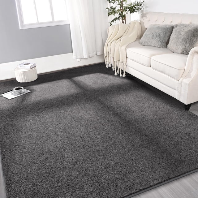 Alfombra Gifeas, grande, ultrasuave, moderna, 120 x 180 cm, gris oscuro