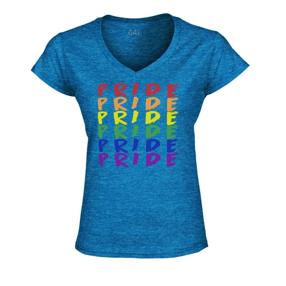 S4E Women's Pride Gay LGBTQ Rainbow Slim Fit V-Neck T-Shirt Medium Royal Blue