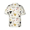 thumbnail image 4 of Xecao Geometric Triangle print Hawaiian shirt - a stylish short-sleeve button-down for men, perfect for casual beach and tropical outings., 4 of 9