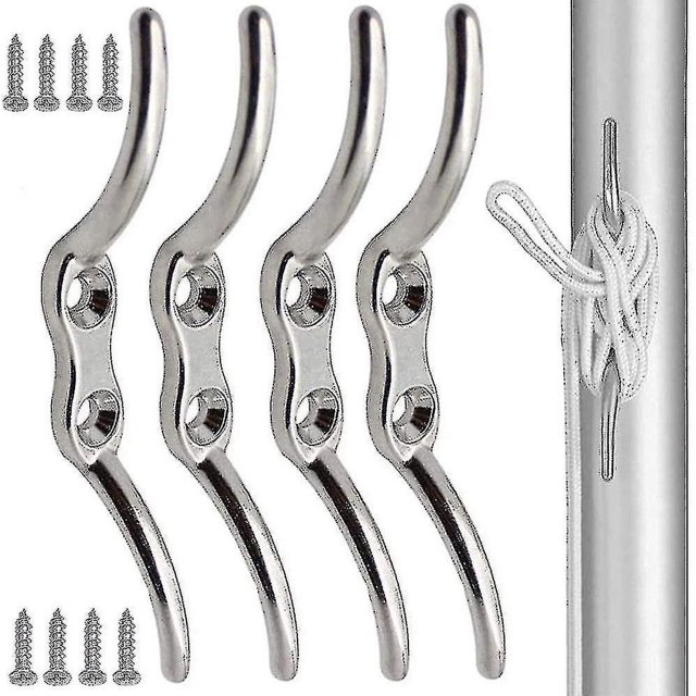 4 piezas de gancho de acero inoxidable para mástil de 100 mm, gancho para cuerda, gancho para cuerda para asegurar cuerdas en astas de banderas, toldos, contraventanas y lonas