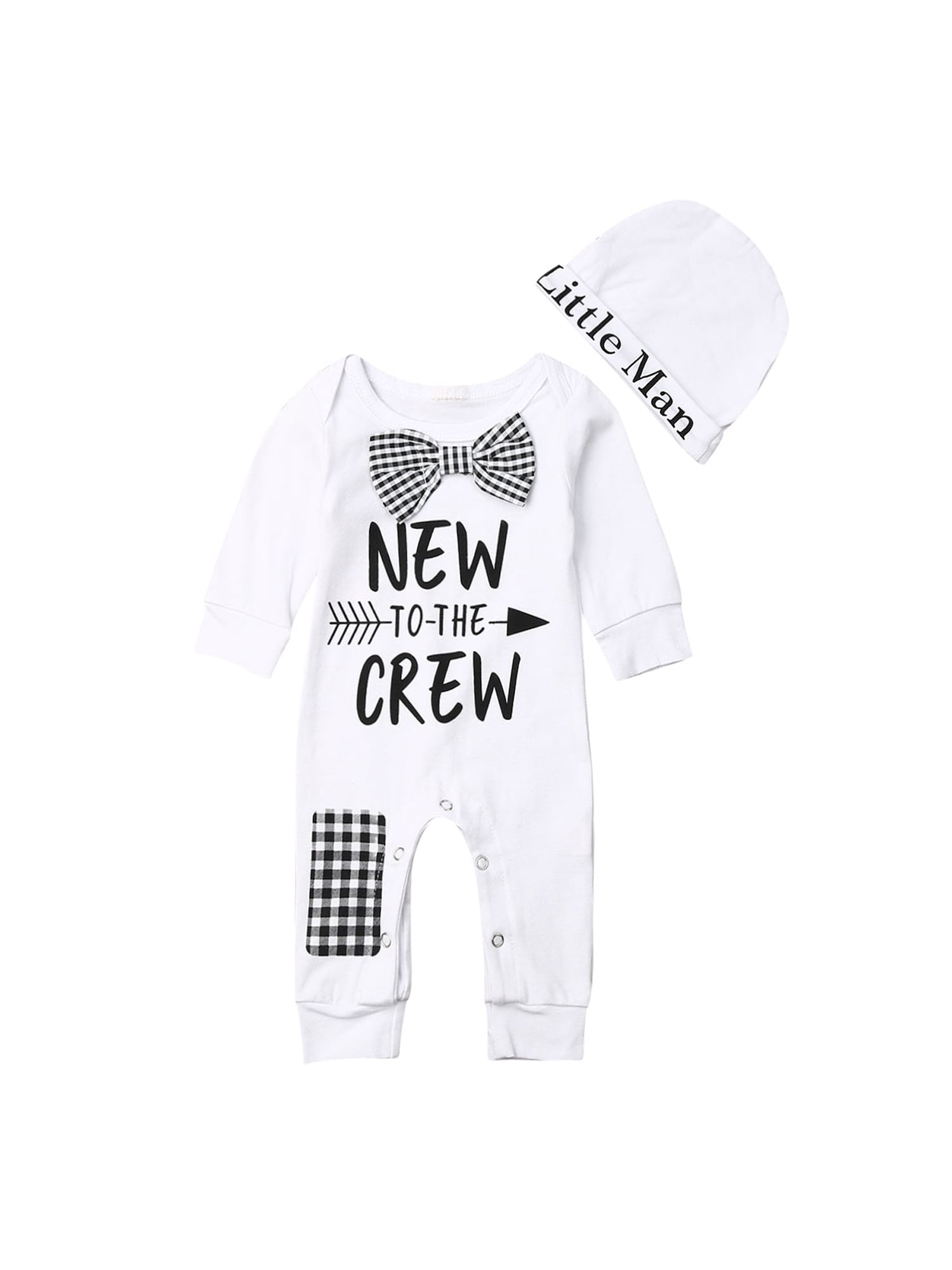Newborn Baby Boy Clothes Romper New to The Crew Funny Printed Onesies Bodysuit Outfits 