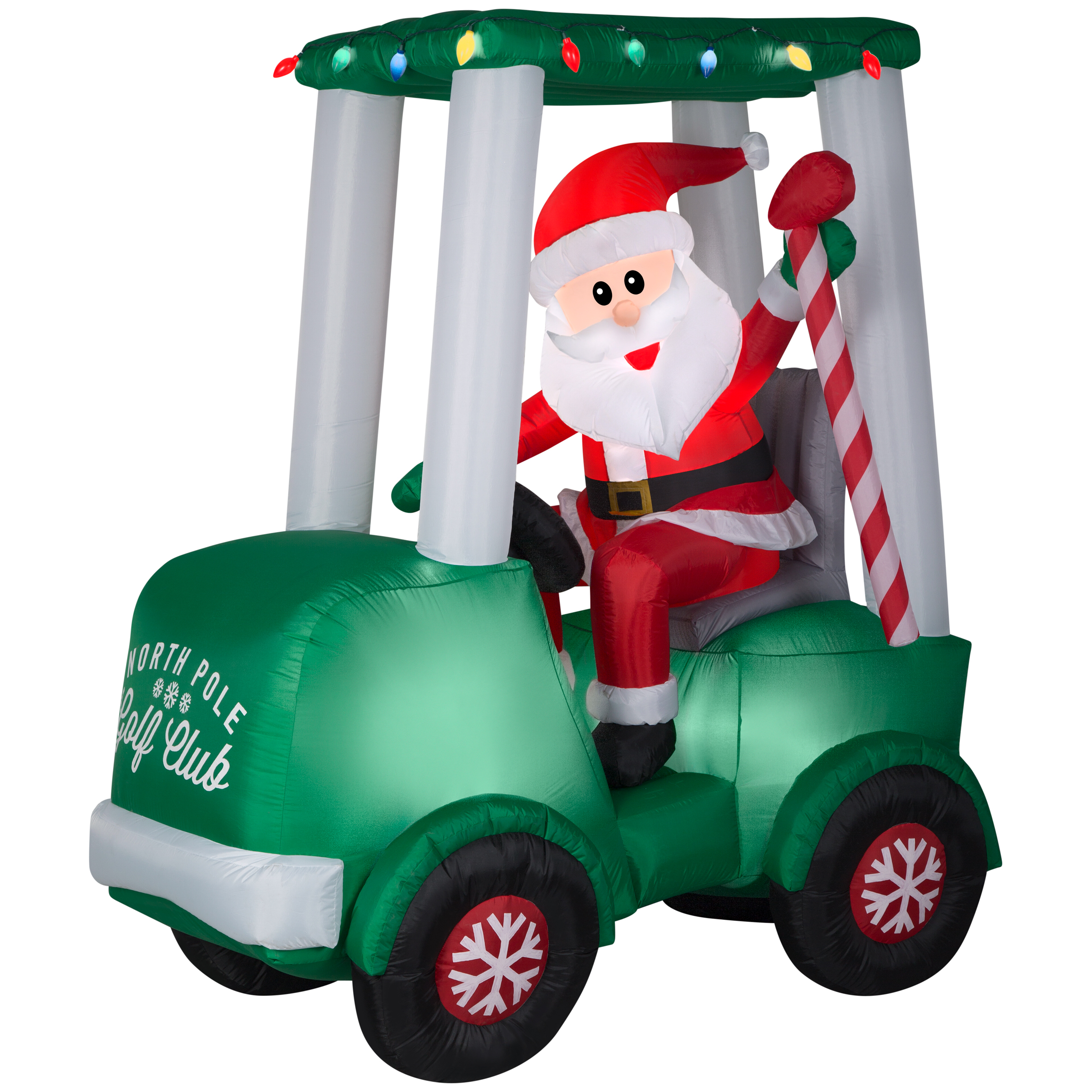 Gemmy Christmas Airblown Inflatable Santa with Golf Cart Scene, 6 ft Tall, Multicolored 