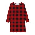 thumbnail image 4 of Delliss Autumn Winter Girls' Christmas Checkered Print Long Sleeve Crew Neck Dress 4-14 Years, 4 of 5