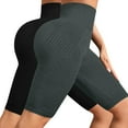 thumbnail image 4 of Pantalon de Compression Texturé pour Femmes, Shorts de Yoga Taille Haute, Ensemble 2 Pcs avec Design Sans Couture, Contrôle du Ventre, pour Gym, Course et Entraînement Quotidien, Gris Foncé S, 4 of 4