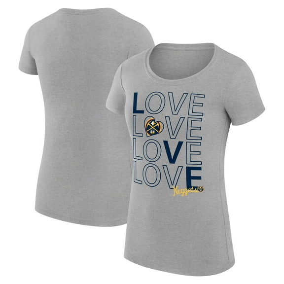Women's G-III 4Her by Carl Banks Heather Gray Denver Nuggets Super-Slim Fit Lightweight Basketball Love T-Shirt