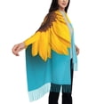 thumbnail image 3 of Rateoe Golden Sunflower in Blue Women's Traditional Scarf Wrap Tassel Shawl Fringes Neck Head Shawl Retro Scarf, 3 of 8