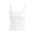 thumbnail image 6 of Nestiefly Women's Built-in Bra Tank Tops Adjustable Spaghetti Strap Camisoles Stretch Summer Y2K Going Out Crop Tops White S, 6 of 7