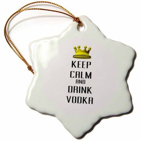 Vodka Based Christmas Drinks 3dRose Gold Crown Keep Calm And Drink Vodka - Snowflake Ornament, 3-inch ()