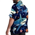thumbnail image 3 of Starry Shark Men's Short Sleeve Hawaiian Poplin Shirt, Casual Printed Button Down Summer Beach Shirts - Unisex, 3 of 6
