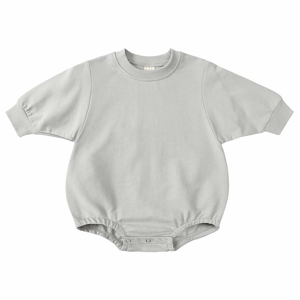 Body De Bebé Canastilla Onesies Para Niños Pequeños Otoño Primavera Niñas Niños Lindo Mameluco Manga Larga Botón Sudadera Monos Gris Odeerbi LM103-2585