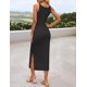 thumbnail image 4 of Vestido ajustado de verano ZESICA, de punto floral, midi, negro, negro, para mujer, 4 of 7