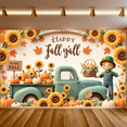 thumbnail image 6 of Colorful Leaves Happy Fall y'all Pumpkins Vintage Truck Sunflowers Autumn Harvest Banner for Thanksgiving Decoration Seasonal Party Indoor Outdoor, 6 of 9