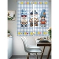 thumbnail image 4 of Summer Nautical Sheer Curtains 2 Panels Set Cute Gnomes Crab Cartoon Rudder Starfish Blue Plaid Sheer Window Curtains Light Filtering Rod Pocket Voile Drapes for Bedroom Living Room 52"x63", 4 of 8