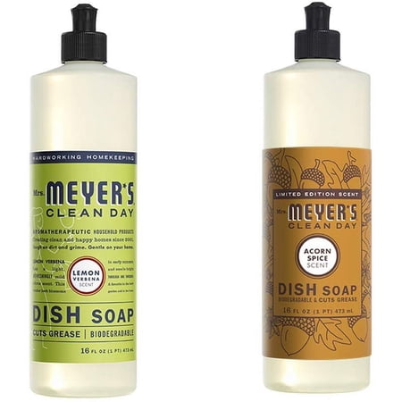 Liquid Dish Soap, Cruelty Free Formula, 1 Pack Lemon Verbena, 1 Pack Acorn Spice, 16 OZ each