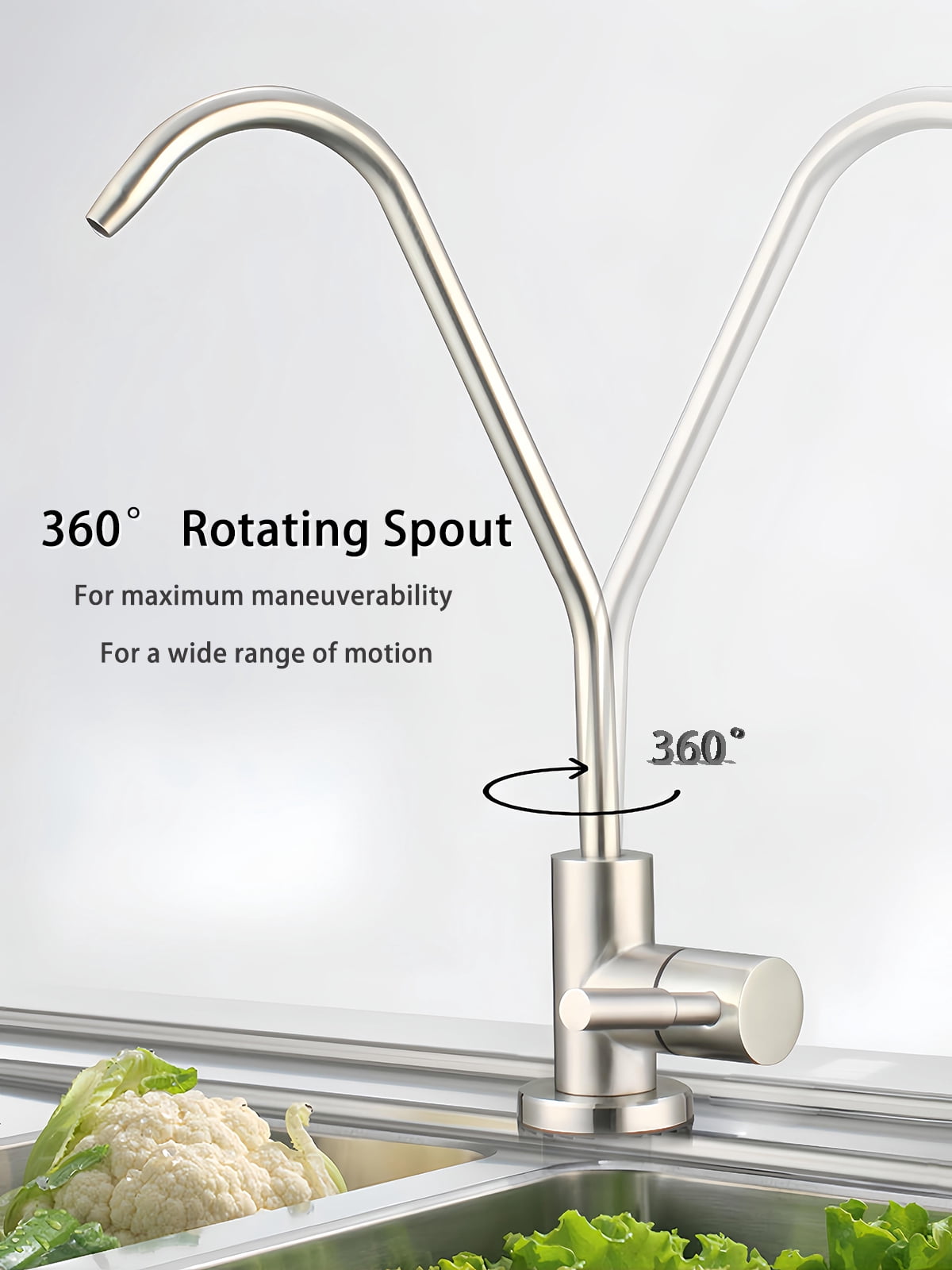 Drinking Water Faucet,Easy to Install Lead-Free Sink RO Faucet,Water Filter Faucet for Kitchen Bar Sink,Brushed Nickel SUS304 Reverse Osmosis Faucet