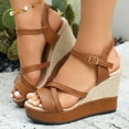 thumbnail image 4 of Viluyesy Women's Wedge Sandals, Adjustable Strap Open Toe Thick Sole Summer 2025 Comfortable Shoes Brown 5.5, 4 of 8