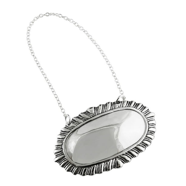 Sterling Silver Blank Engravable Oval Wine Liquor Bottle Decanter Label Name Tag