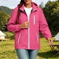 thumbnail image 6 of BONIXOOM Ladies Windbreaker, Color Block Hooded Zip Jacket with Zipper Pockets Drawstring Hem Hot Pink S-2XL, 6 of 9