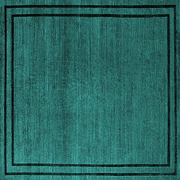 Ahgly Company Machine Washable Indoor Square Oriental Turquoise Blue Industrial Area Rugs, 8' Square