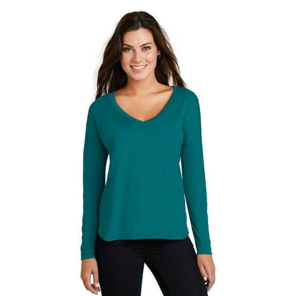 District Made Ladies Drapey Long Sleeve Tee-4XL (Teal)