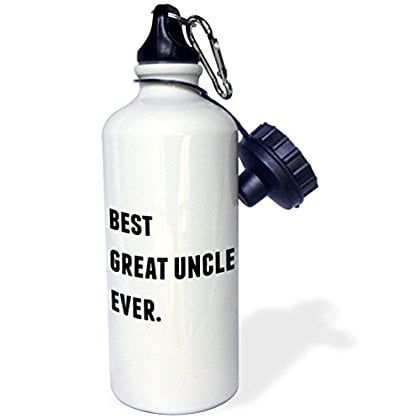 3dRose Best Great Uncle Ever, Black Letters On A White Background, Sports Water Bottle,