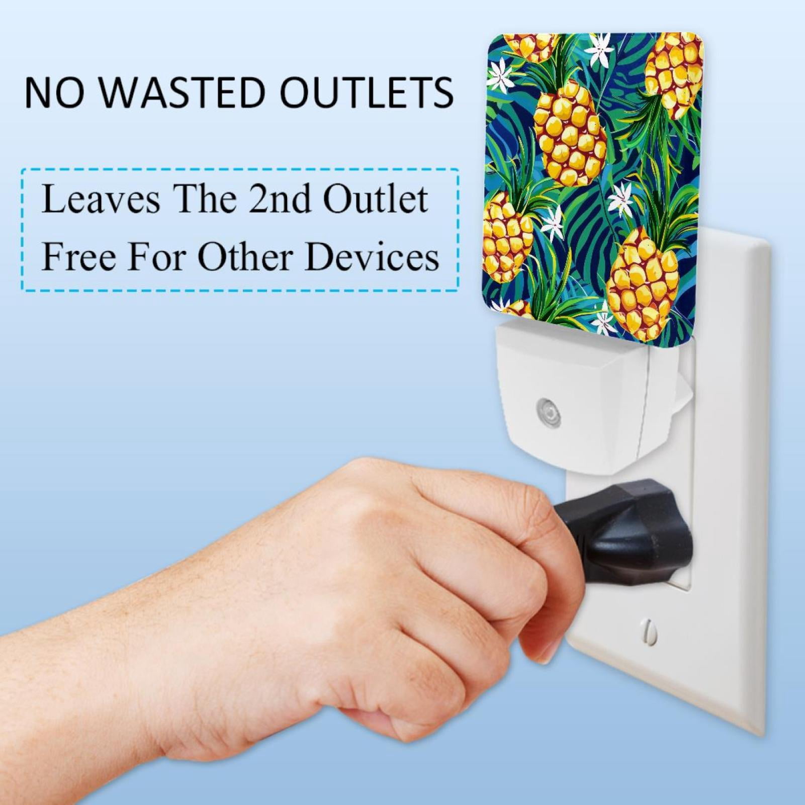 PhooArto Palm Leaves Pineapples Pattern Plug in LED Night Light Auto Sensor Dusk to Dawn Decorative Night for Bedroom, Bathroom, Kitchen, Hallway, Stairs, Baby's Room, Energy Saving