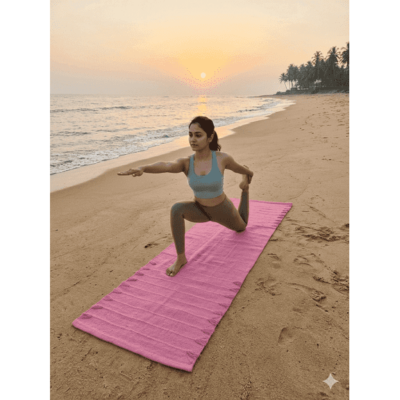 Organic Cotton Yoga Mat – Handwoven, Anti-Slip Exercise & Meditation Mat 2x6 Ft Travel-Friendly