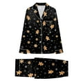 thumbnail image 2 of mgoYE Christmas Pajamas for Family Silk Satin Button Sleepwear Long Sleeve Nightwear 2 Pcs Comfy Loungewear Set, 2 of 6