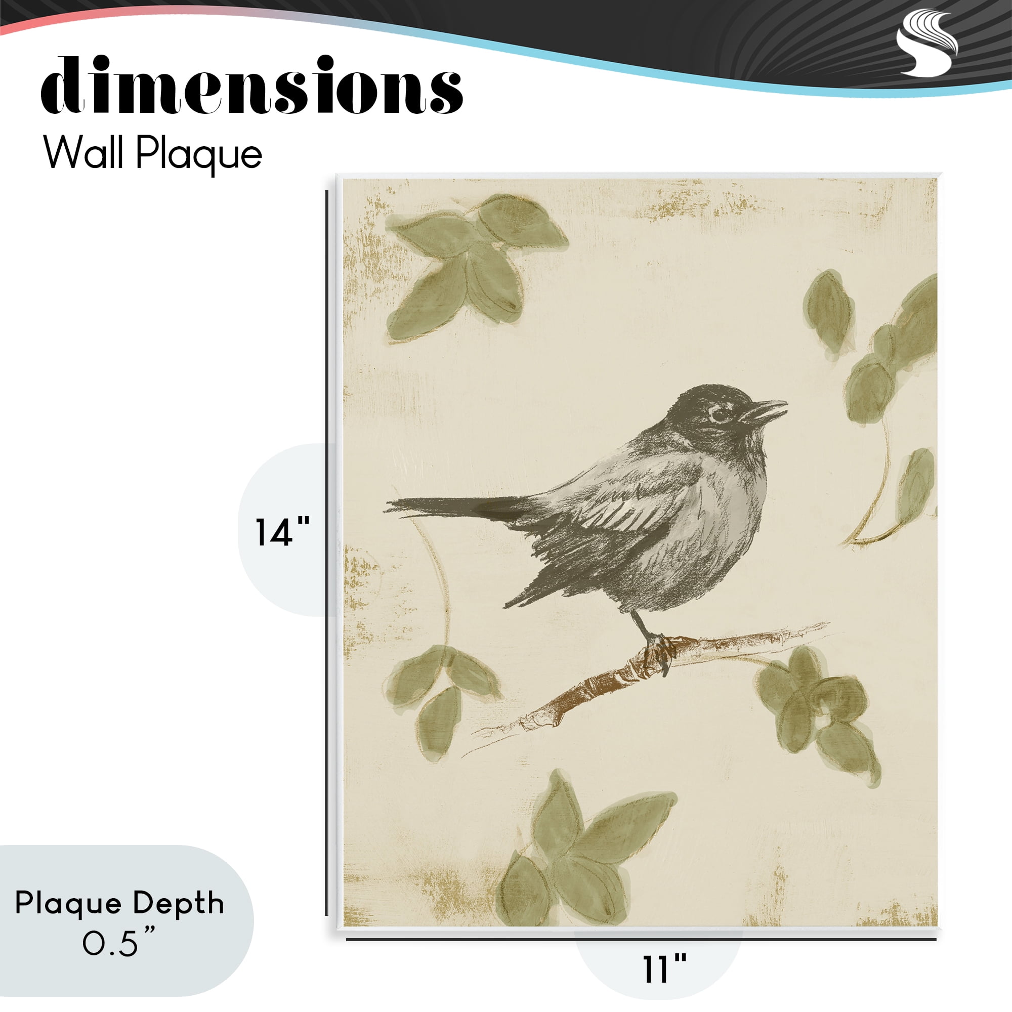Stupell Industries Bird Scene over Neutral Wall Plaque Art, design by Lanie Loreth