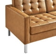 thumbnail image 5 of Modway Loft Tufted Vegan Leather Upholstered Living Room Sofa in Silver Tan, 5 of 8