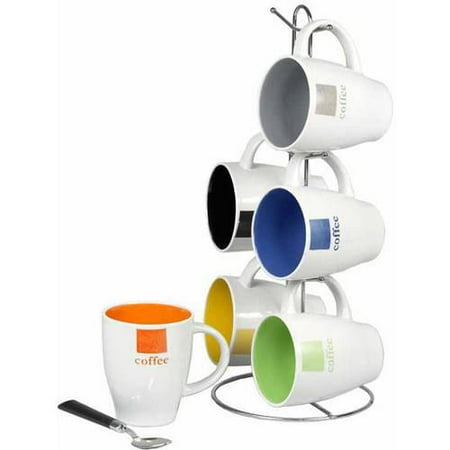 Home Basics Mug Set With Stand 6 Piece Home Basics Mug Set With Stand 6 Piece