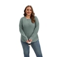 thumbnail image 5 of TEMOFON Womens Plus Size Tops Eyelet Blouses Crewneck Button Design Long Sleeve 2025 Fall Casual Shirt, 5 of 7