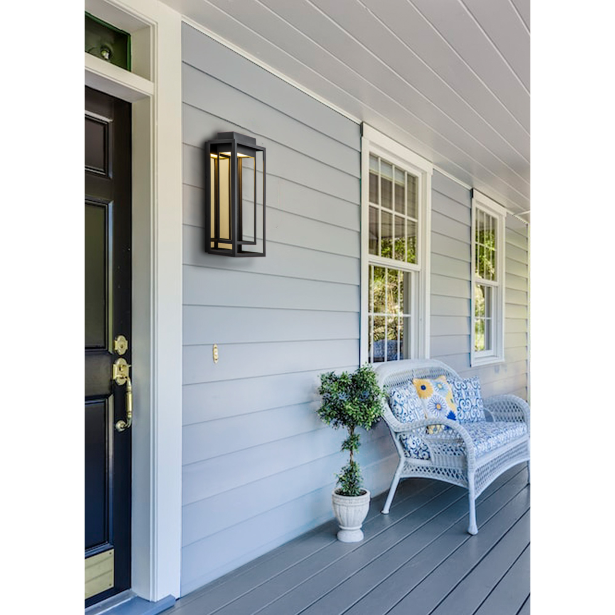 Black Gold Outdoor Led Wall Sconce, 9 Watt Integrated Led, with No Glass